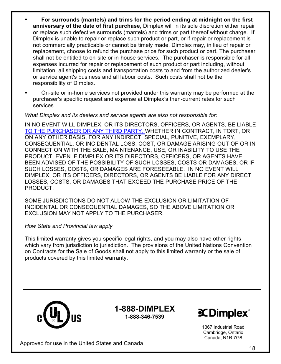 888-dimplex | Dimplex DF3215 User Manual | Page 20 / 20