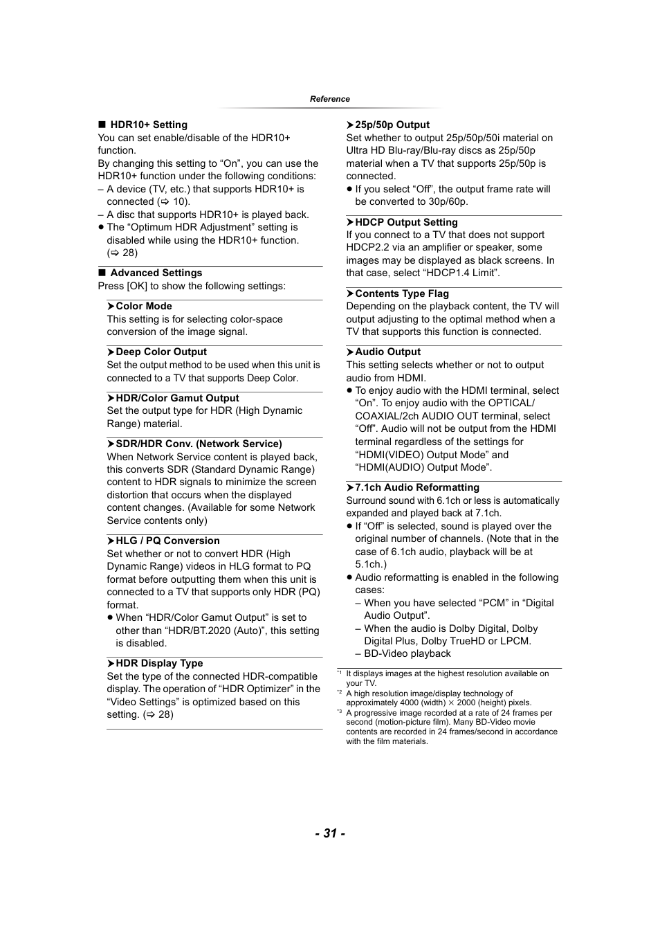 Panasonic DP-UB9000 HDR UHD 4K Multi-Region Network Blu-ray Disc Player User Manual | Page 31 / 51