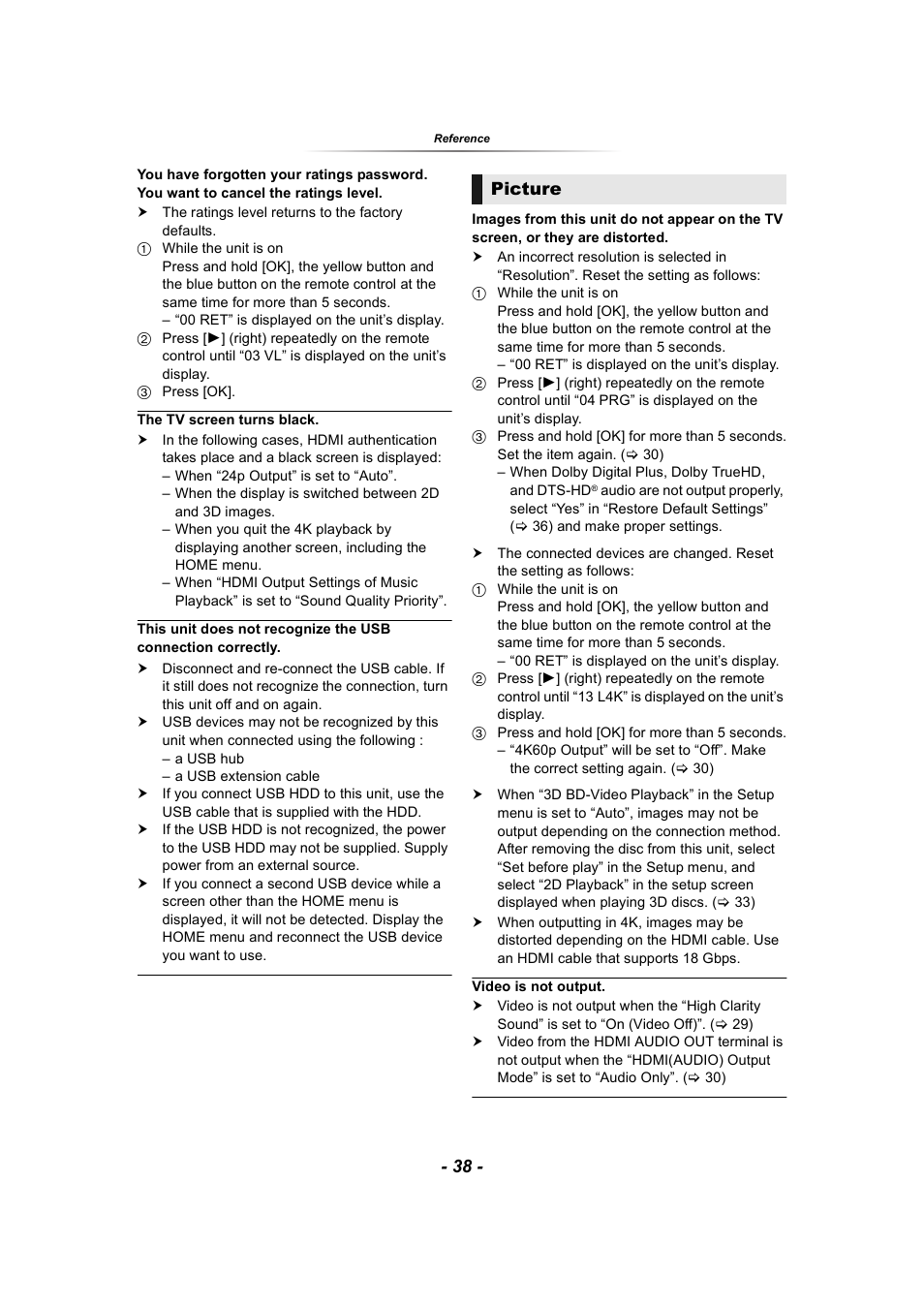 Picture | Panasonic DP-UB9000 HDR UHD 4K Multi-Region Network Blu-ray Disc Player User Manual | Page 38 / 51