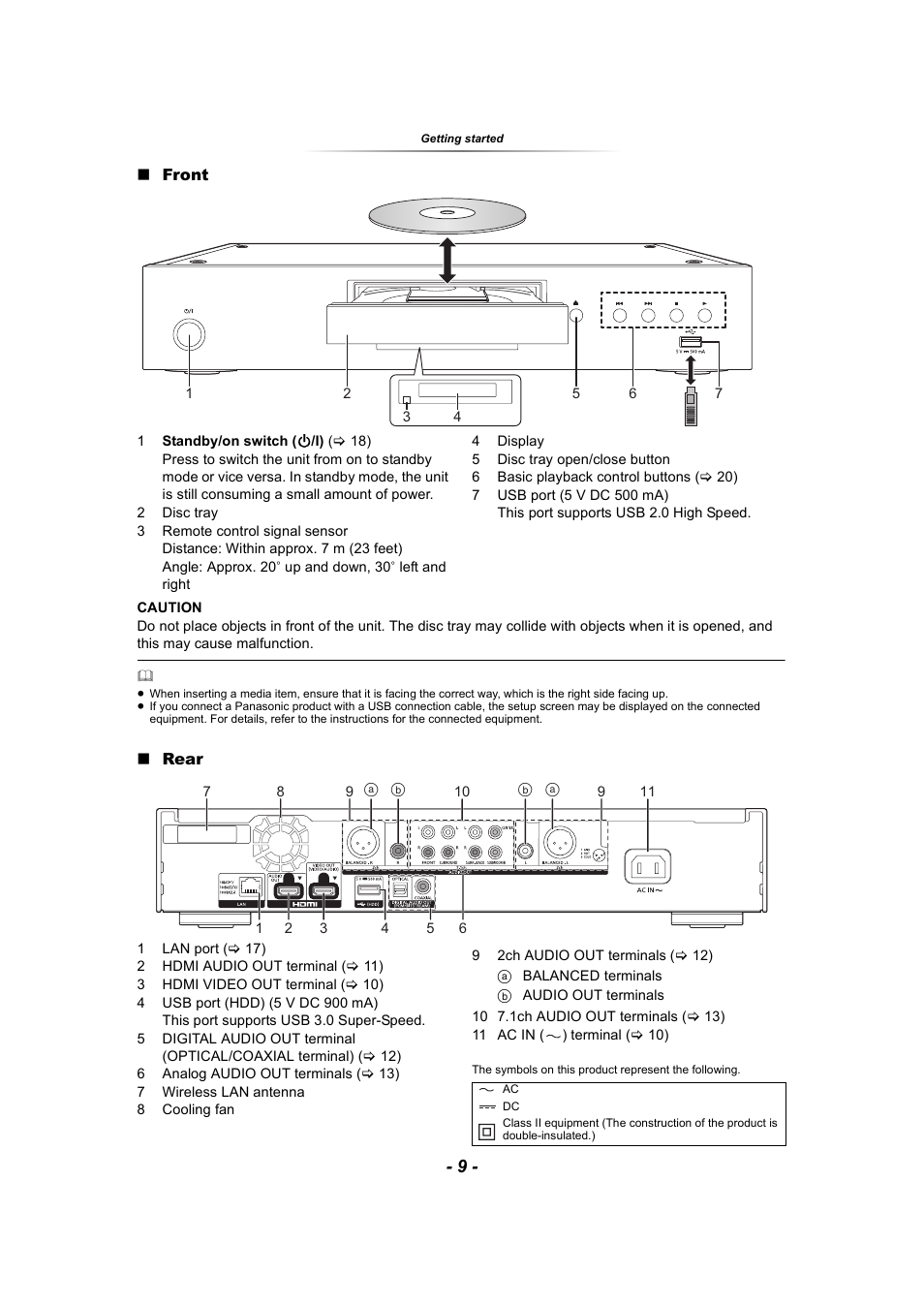 Panasonic DP-UB9000 HDR UHD 4K Multi-Region Network Blu-ray Disc Player User Manual | Page 9 / 51