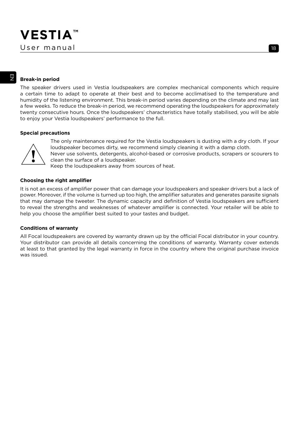 Vestia | Focal Vestia N°1 2-Way Bookshelf Speaker (Light Wood, Pair) User Manual | Page 18 / 63