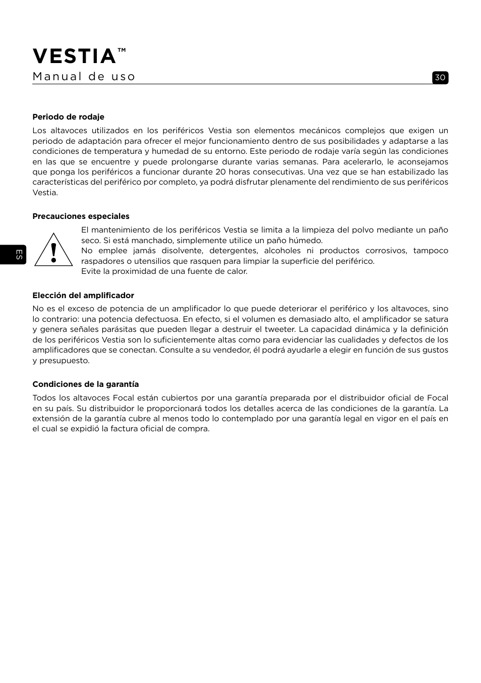 Vestia | Focal Vestia N°1 2-Way Bookshelf Speaker (Light Wood, Pair) User Manual | Page 30 / 63