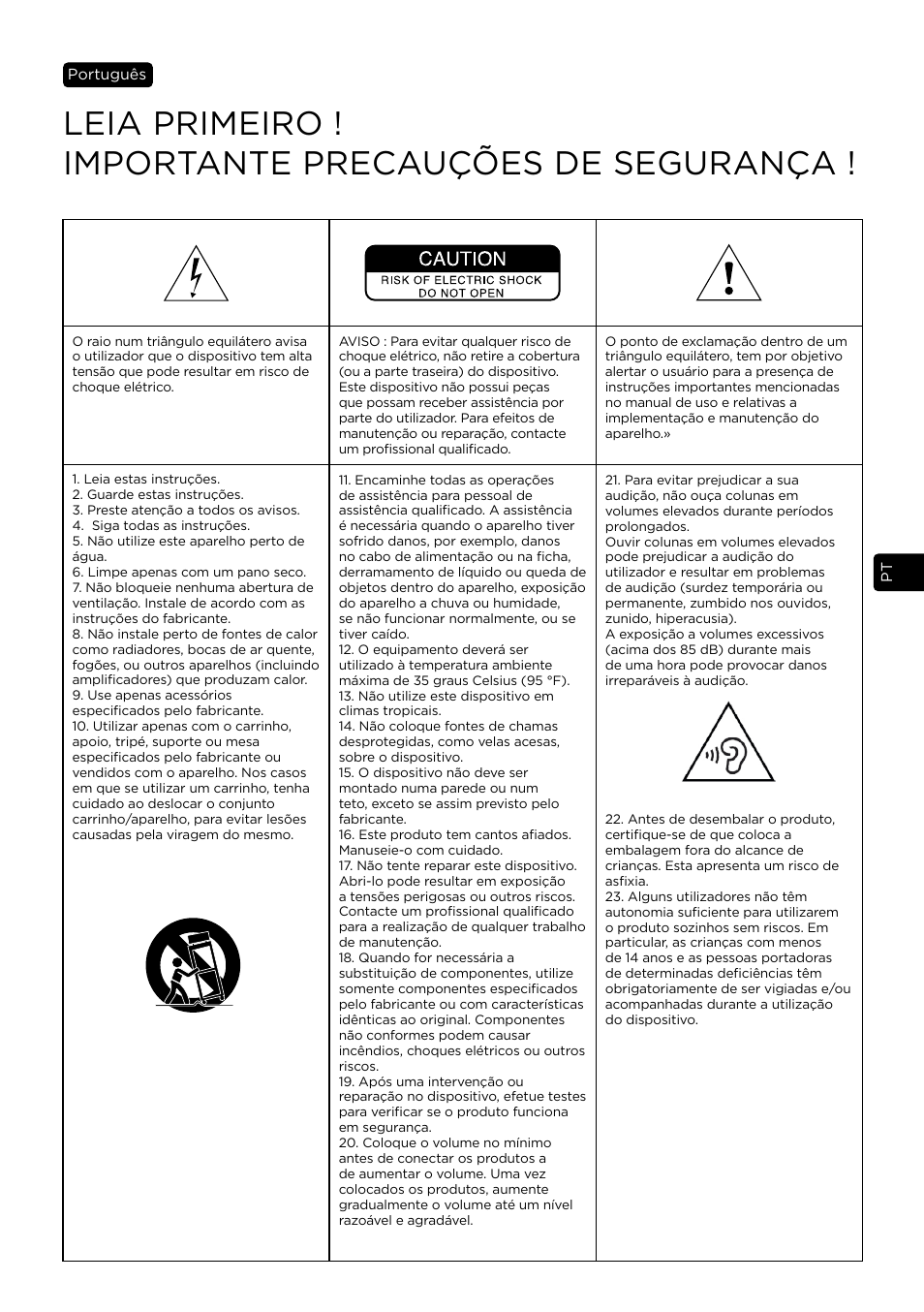 Leia primeiro ! importante precauções de segurança | Focal Vestia N°1 2-Way Bookshelf Speaker (Light Wood, Pair) User Manual | Page 31 / 63