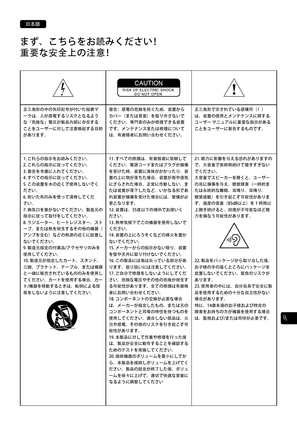 まず、こちらをお読みください！ 重要な安全上の注意 | Focal Vestia N°1 2-Way Bookshelf Speaker (Light Wood, Pair) User Manual | Page 51 / 63