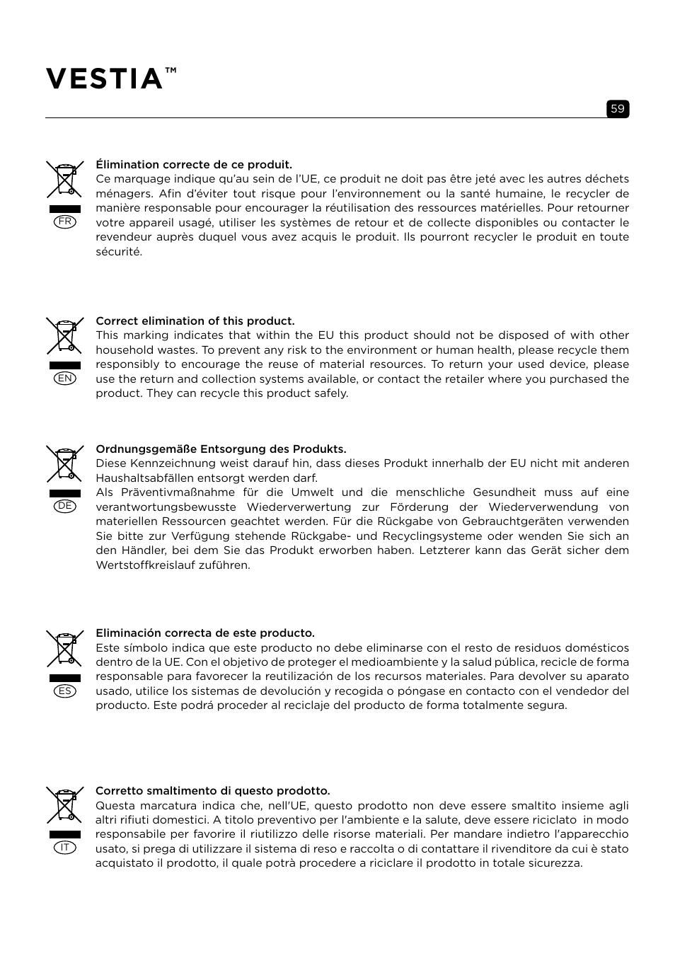 Vestia | Focal Vestia N°1 2-Way Bookshelf Speaker (Light Wood, Pair) User Manual | Page 59 / 63