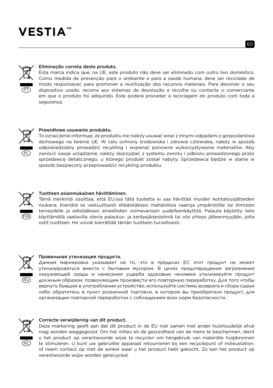 Vestia | Focal Vestia N°1 2-Way Bookshelf Speaker (Light Wood, Pair) User Manual | Page 60 / 63