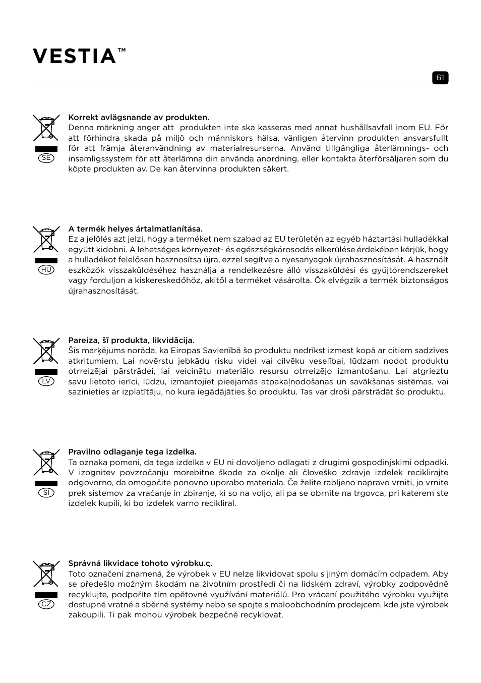 Vestia | Focal Vestia N°1 2-Way Bookshelf Speaker (Light Wood, Pair) User Manual | Page 61 / 63