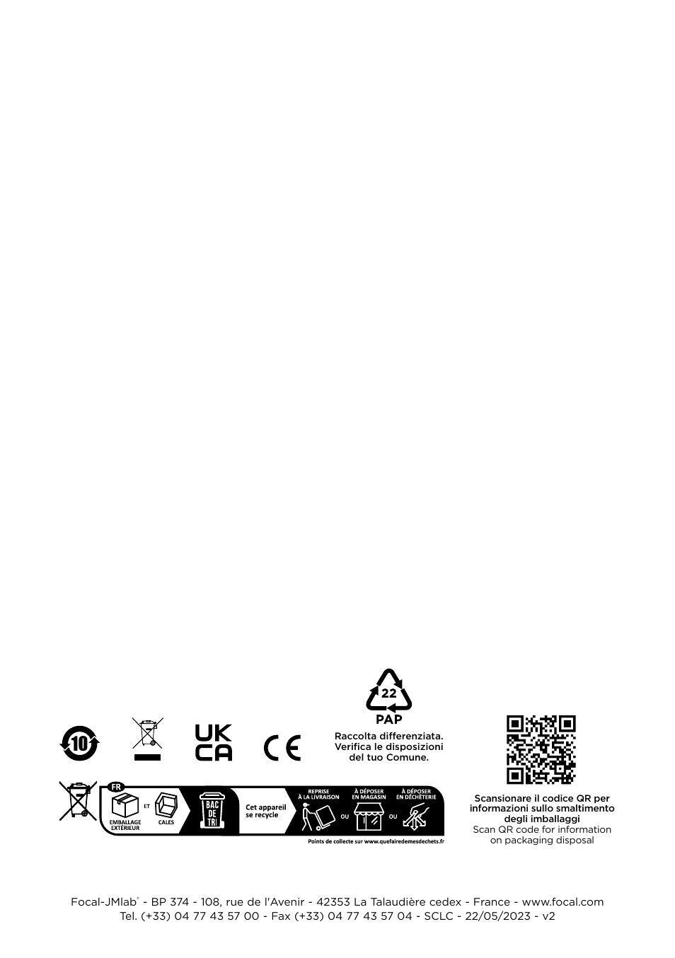 Focal Vestia N°1 2-Way Bookshelf Speaker (Light Wood, Pair) User Manual | Page 63 / 63