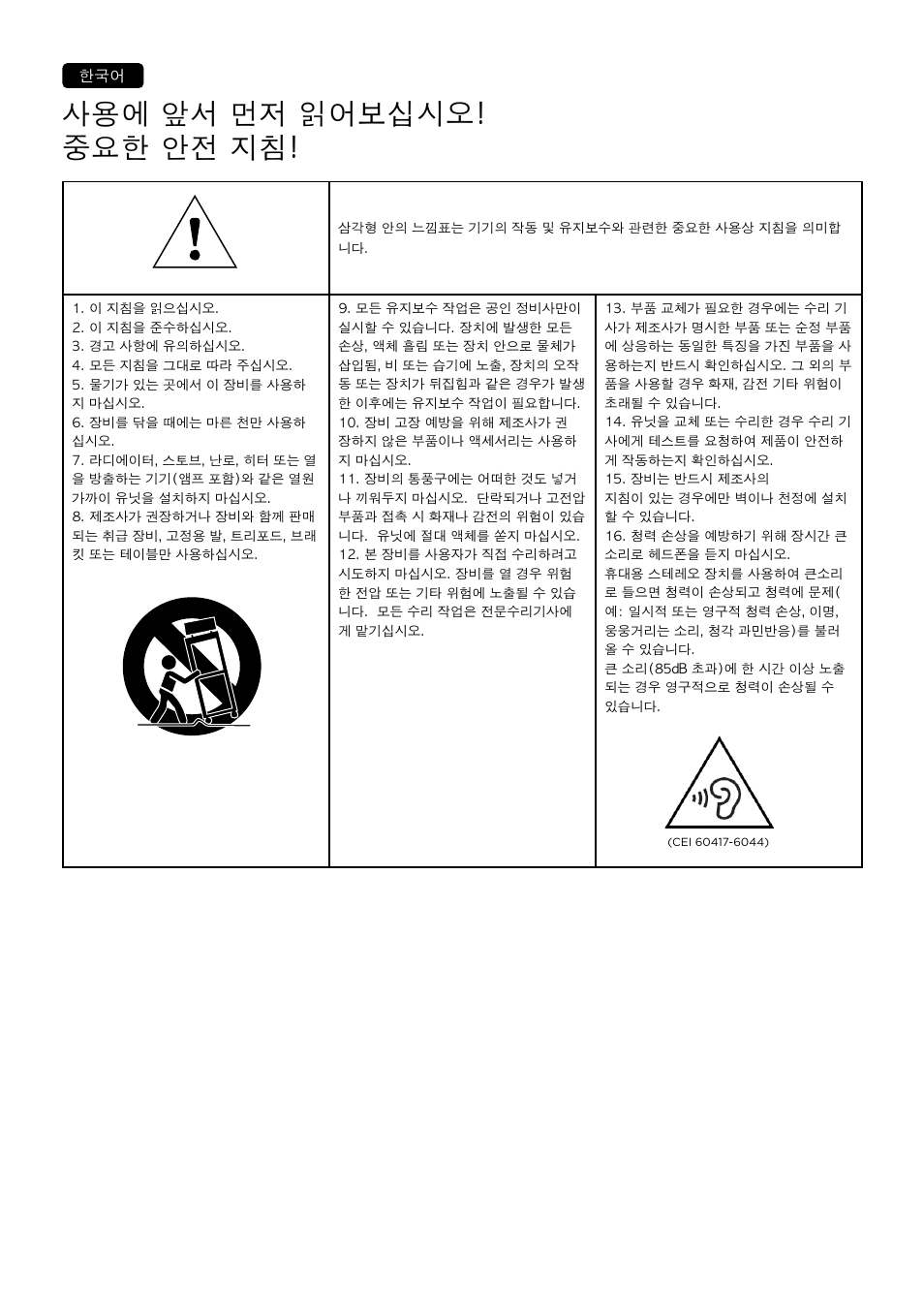 사용에 앞서 먼저 읽어보십시오! 중요한 안전 지침 | Focal Dôme Flax 1.0 Satellite Speaker (Single, Black) User Manual | Page 13 / 28