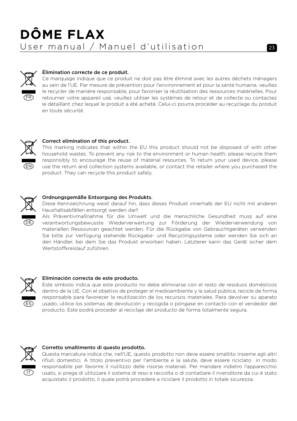 Dôme flax | Focal Dôme Flax 1.0 Satellite Speaker (Single, Black) User Manual | Page 23 / 28