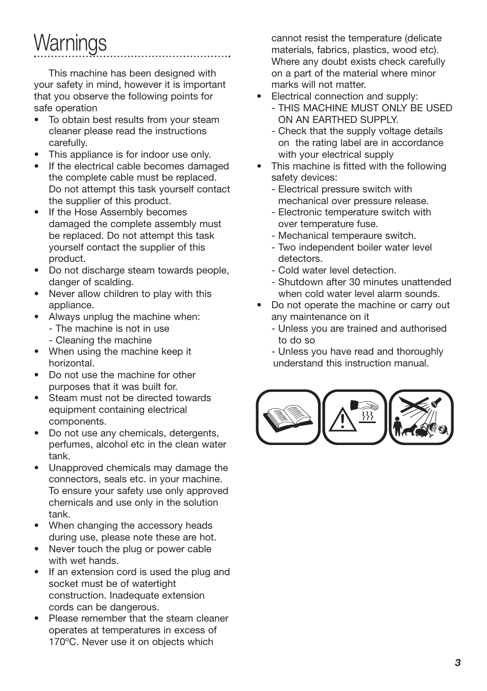 Warnings | Dimplex SV8000 User Manual | Page 3 / 12