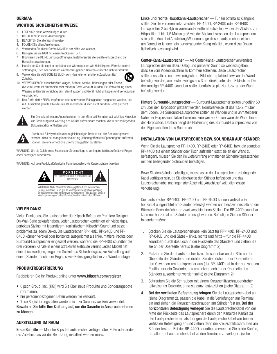 Klipsch Reference Premiere Designer On-Wall RP-640D 2-Way Speaker (Matte Black, Single) User Manual | Page 14 / 28