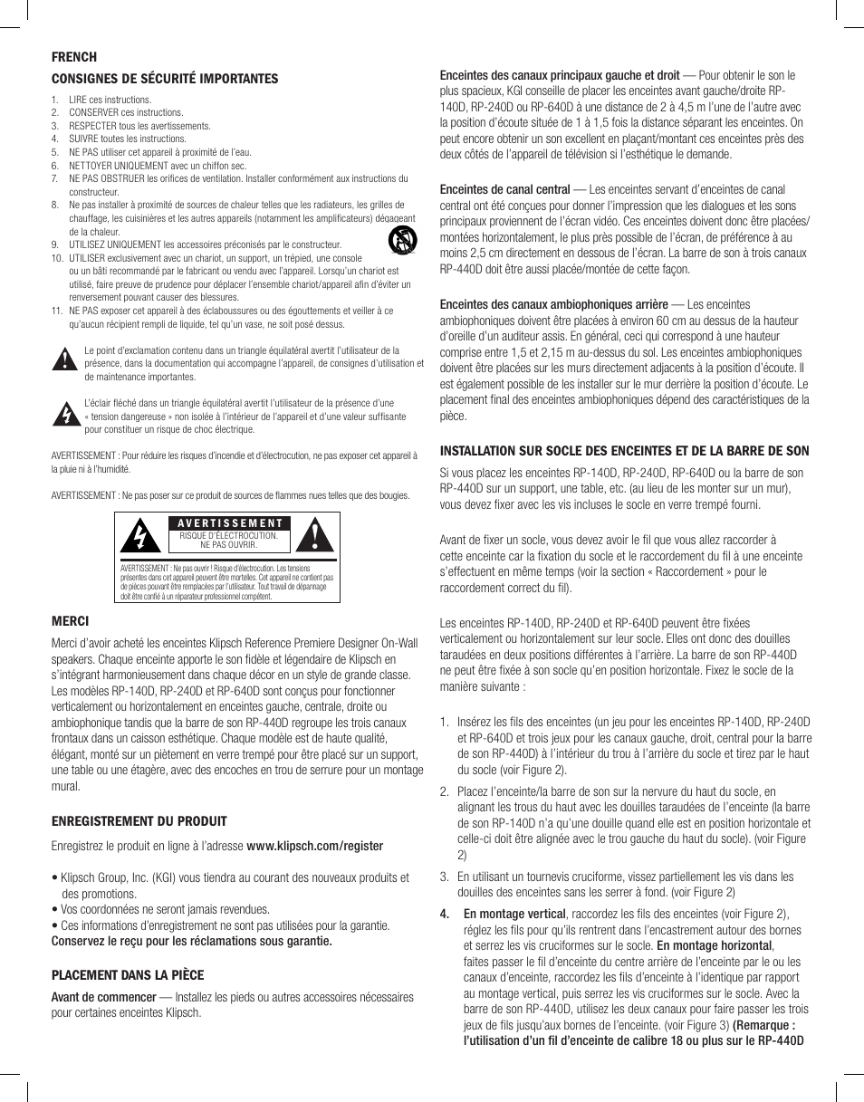 Klipsch Reference Premiere Designer On-Wall RP-640D 2-Way Speaker (Matte Black, Single) User Manual | Page 6 / 28