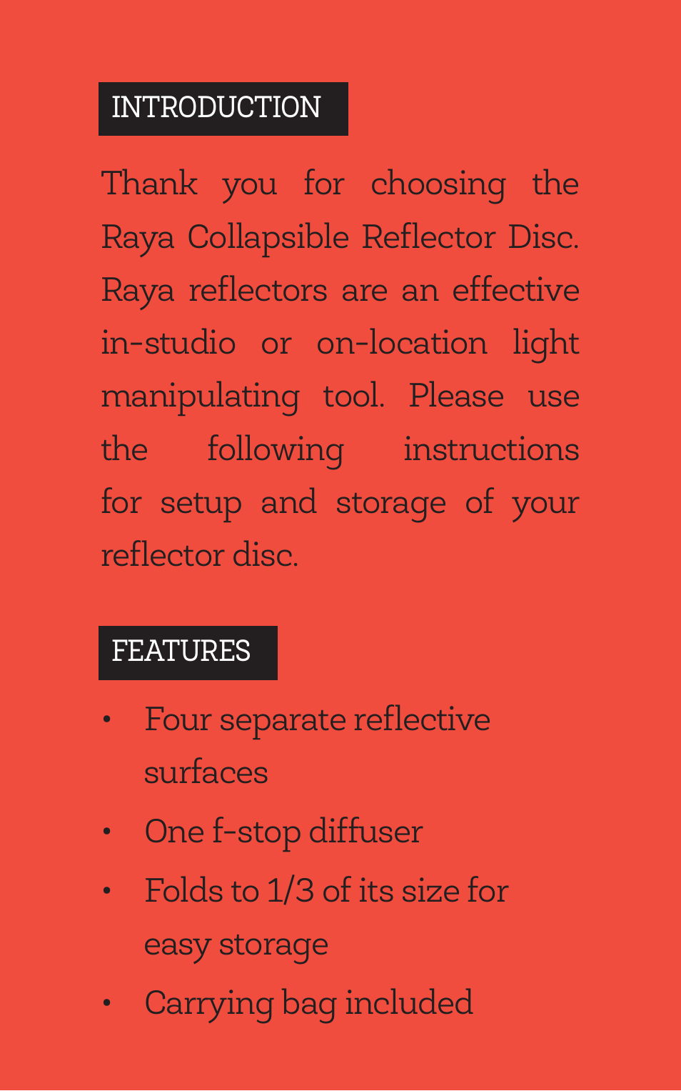 Raya 5-in-1 Collapsible Reflector Disc (42") User Manual | Page 2 / 8