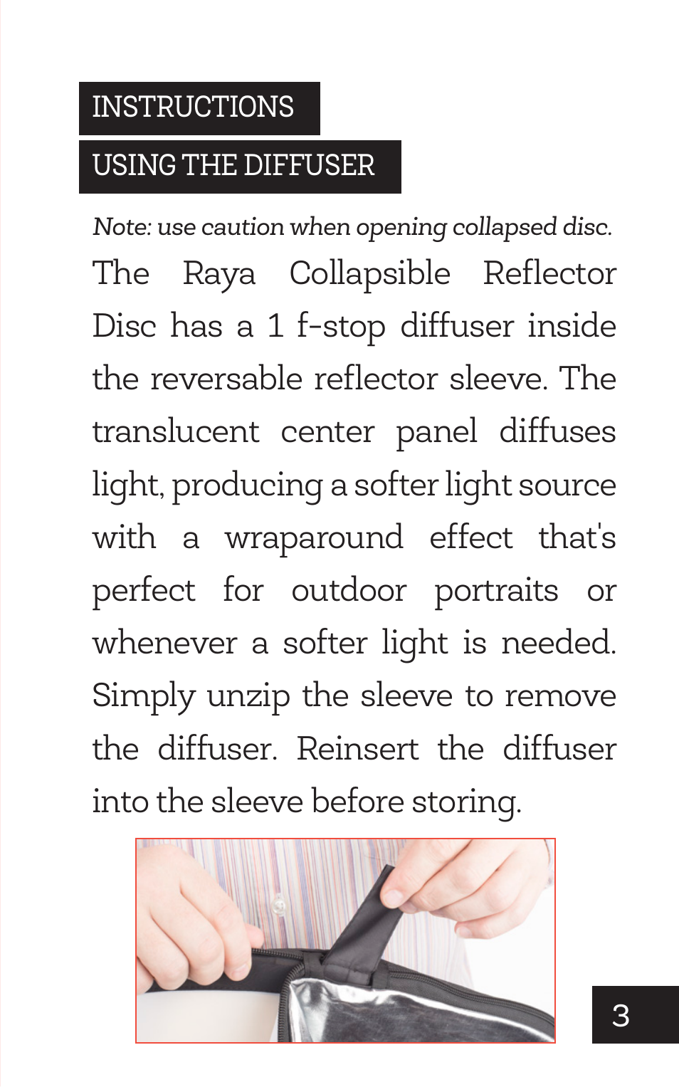 Raya 5-in-1 Collapsible Reflector Disc (42") User Manual | Page 3 / 8