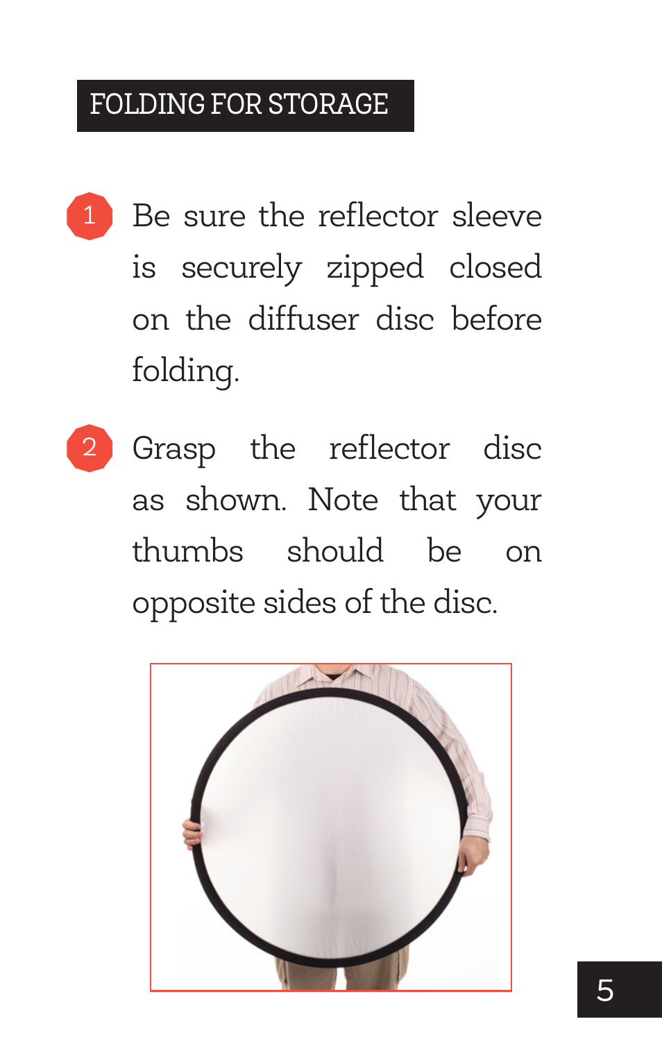 Raya 5-in-1 Collapsible Reflector Disc (42") User Manual | Page 5 / 8