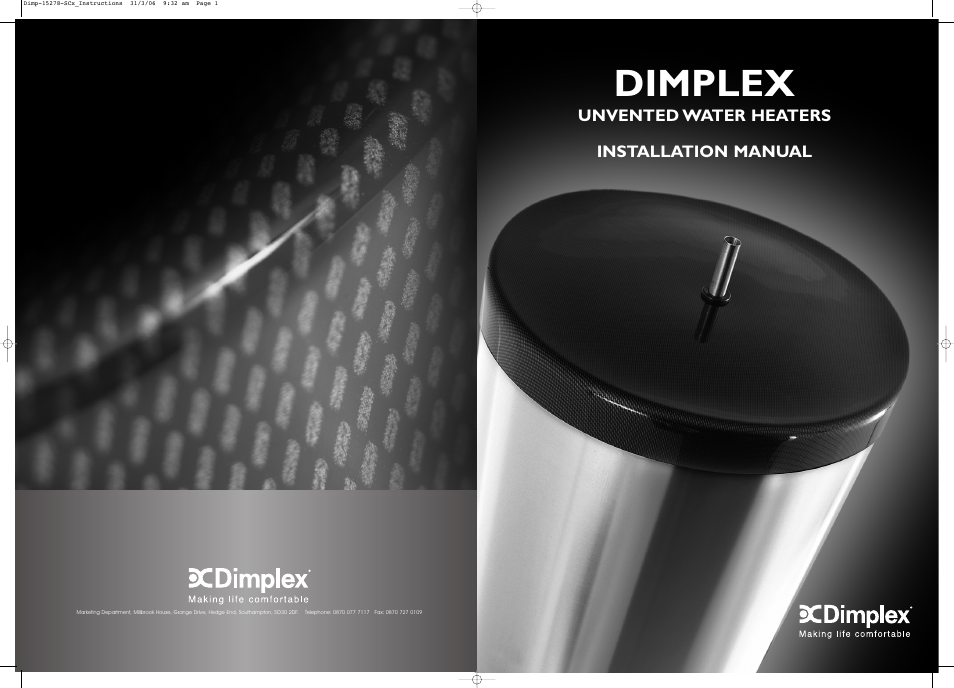 Dimplex Unvented Water Heater User Manual | 6 pages