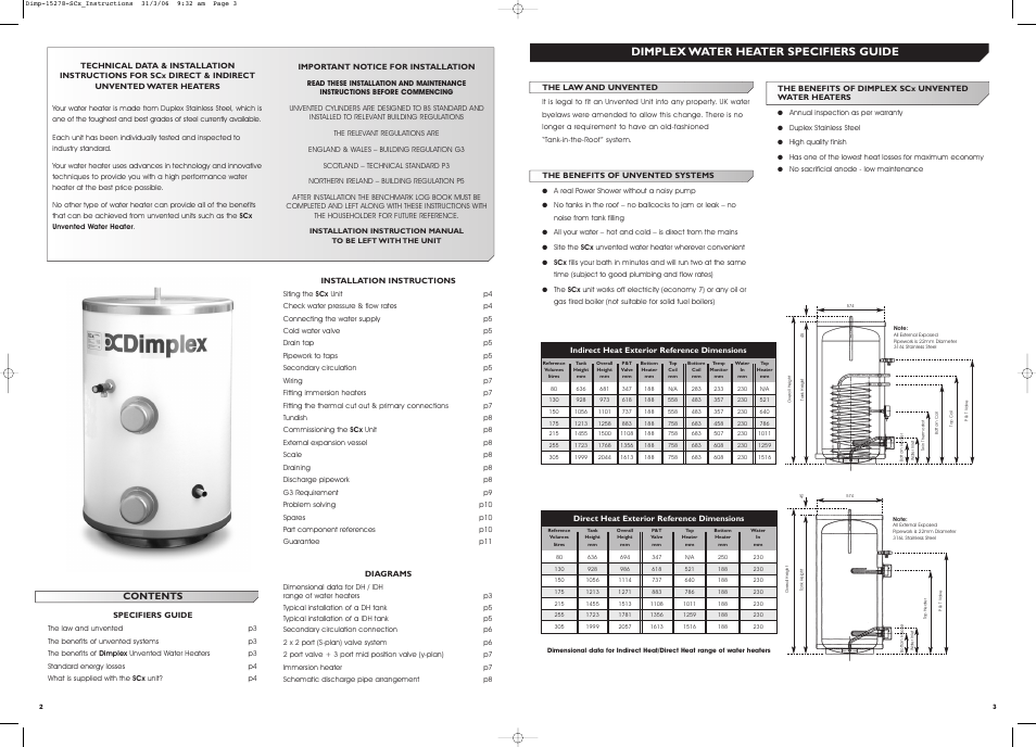 Dimplex Unvented Water Heater User Manual | Page 2 / 6