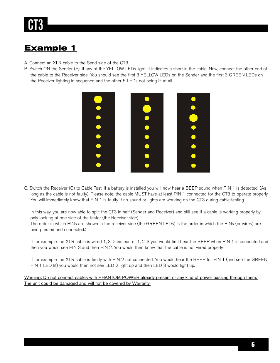 Example 1 | dbx CT-3 Advanced Cable Tester User Manual | Page 7 / 10