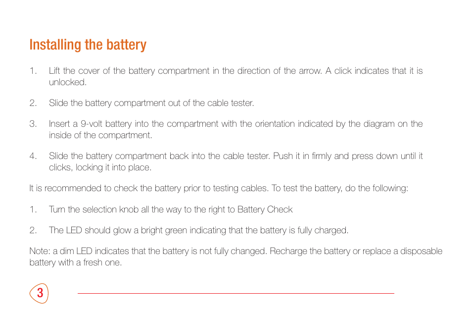 Installing the battery | Kopul CBT-8 - 8-in-1 Cable Tester User Manual | Page 4 / 8