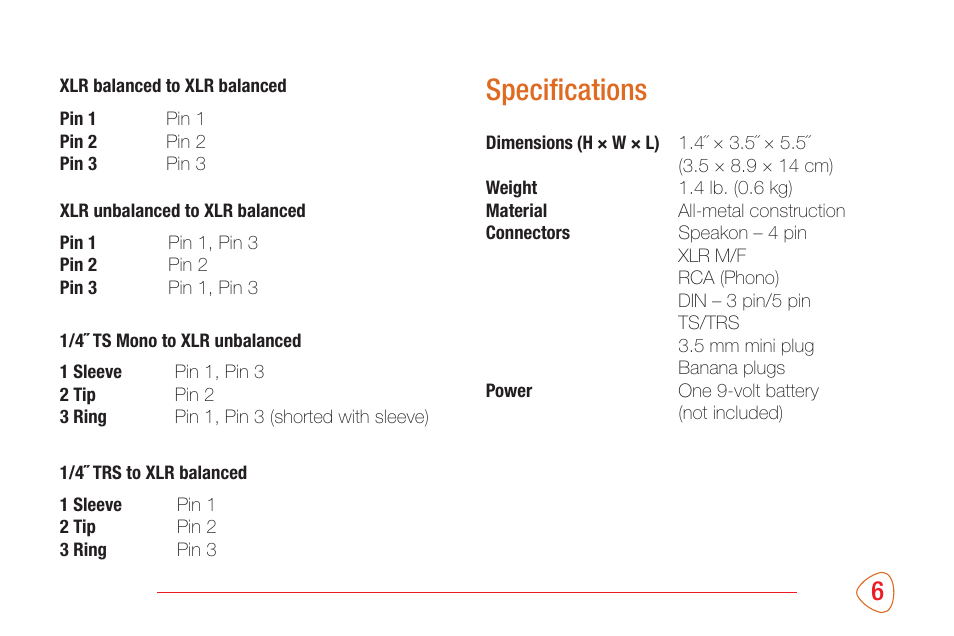 Specifications | Kopul CBT-8 - 8-in-1 Cable Tester User Manual | Page 7 / 8