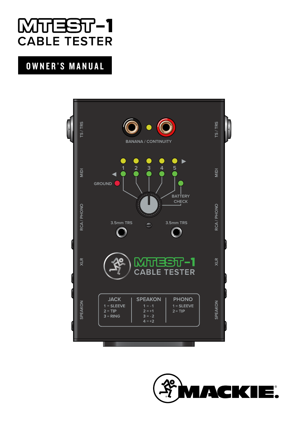 MACKIE MTest-1 Cable Tester User Manual | 10 pages