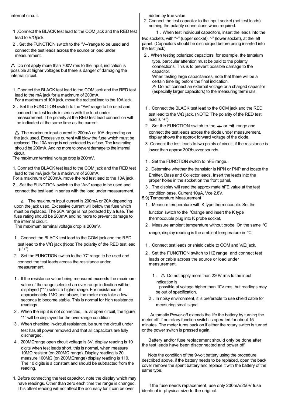 Rolls MU118 Digital Multimeter User Manual | Page 2 / 2