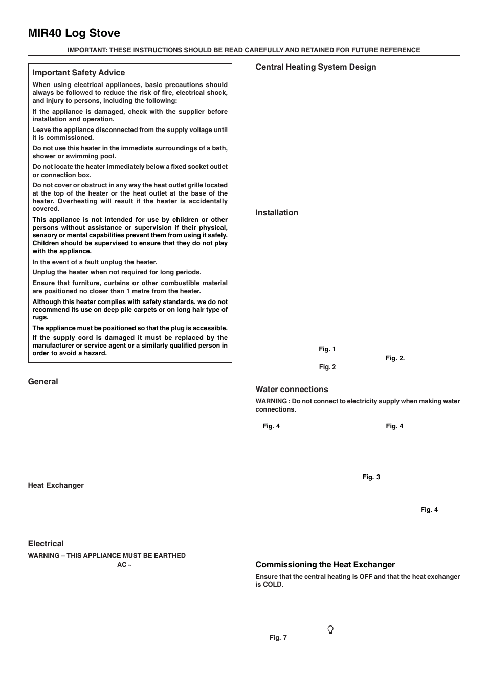 Mir40 log stove | Dimplex Log Stove MIR40 User Manual | Page 3 / 4