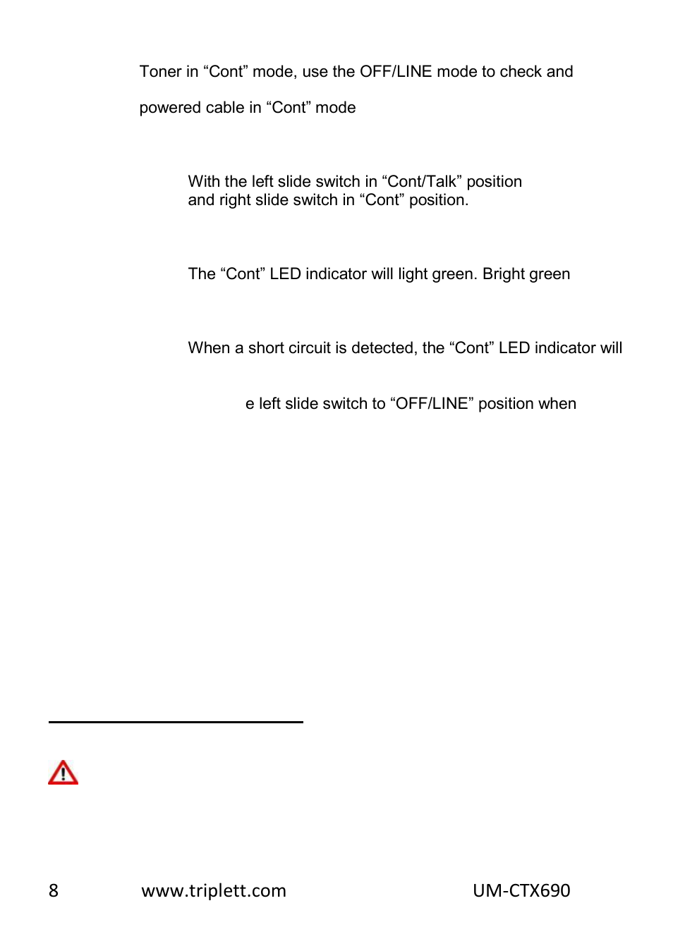 Supply talk battery power | Triplett CTX690 Tone and Probe Kit User Manual | Page 7 / 13