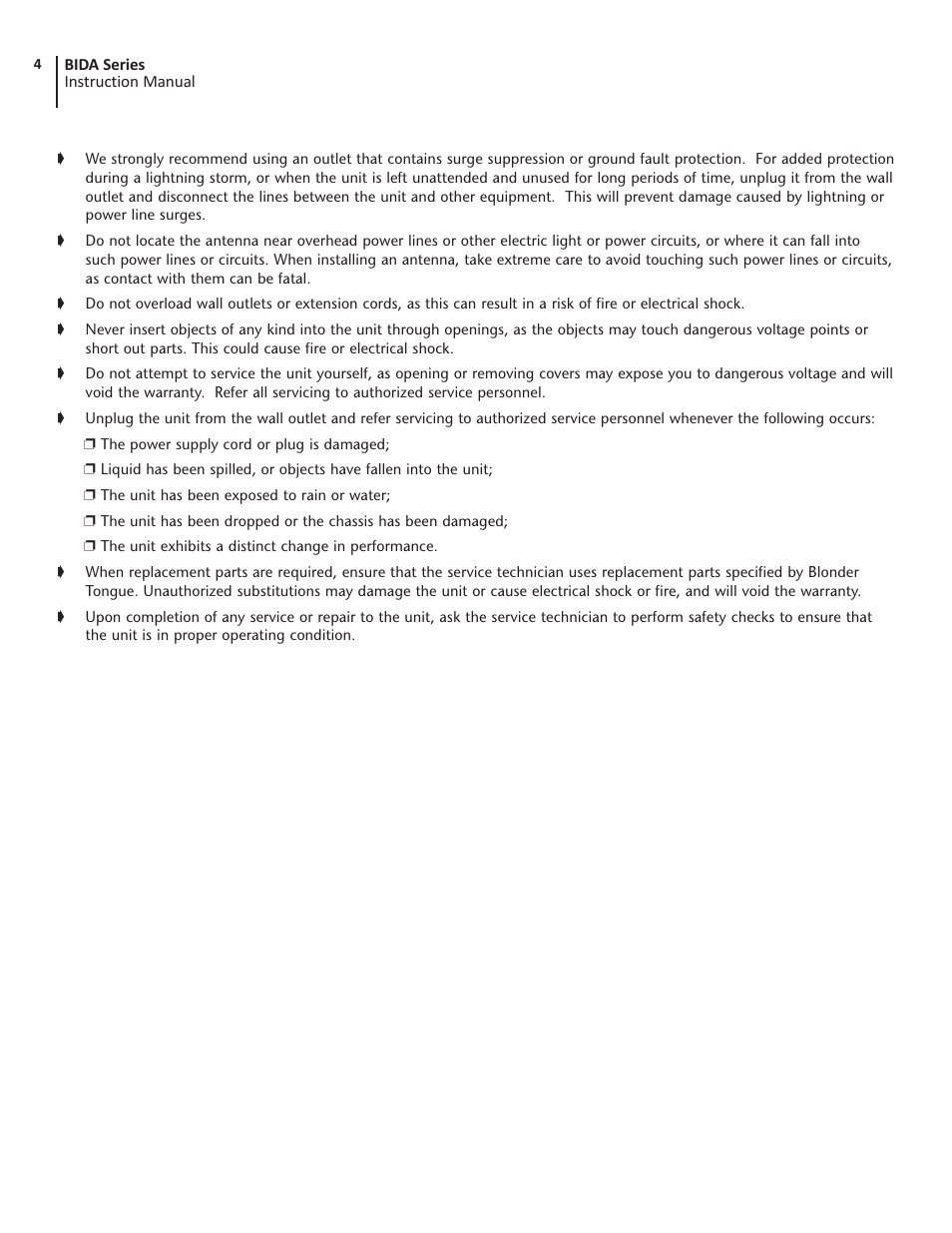 Blonder Tongue BIDA 5400 Series Indoor Distribution Amplifier (750 MHz, 30 dB) User Manual | Page 4 / 8
