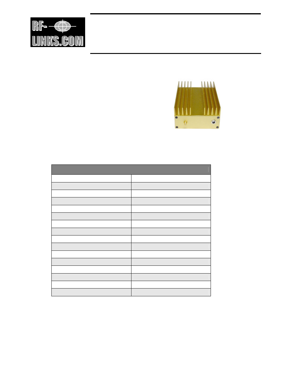 RF-Links Laboratory Grade High Power Amplifier 5W (1200-1400 MHz) User Manual | 2 pages