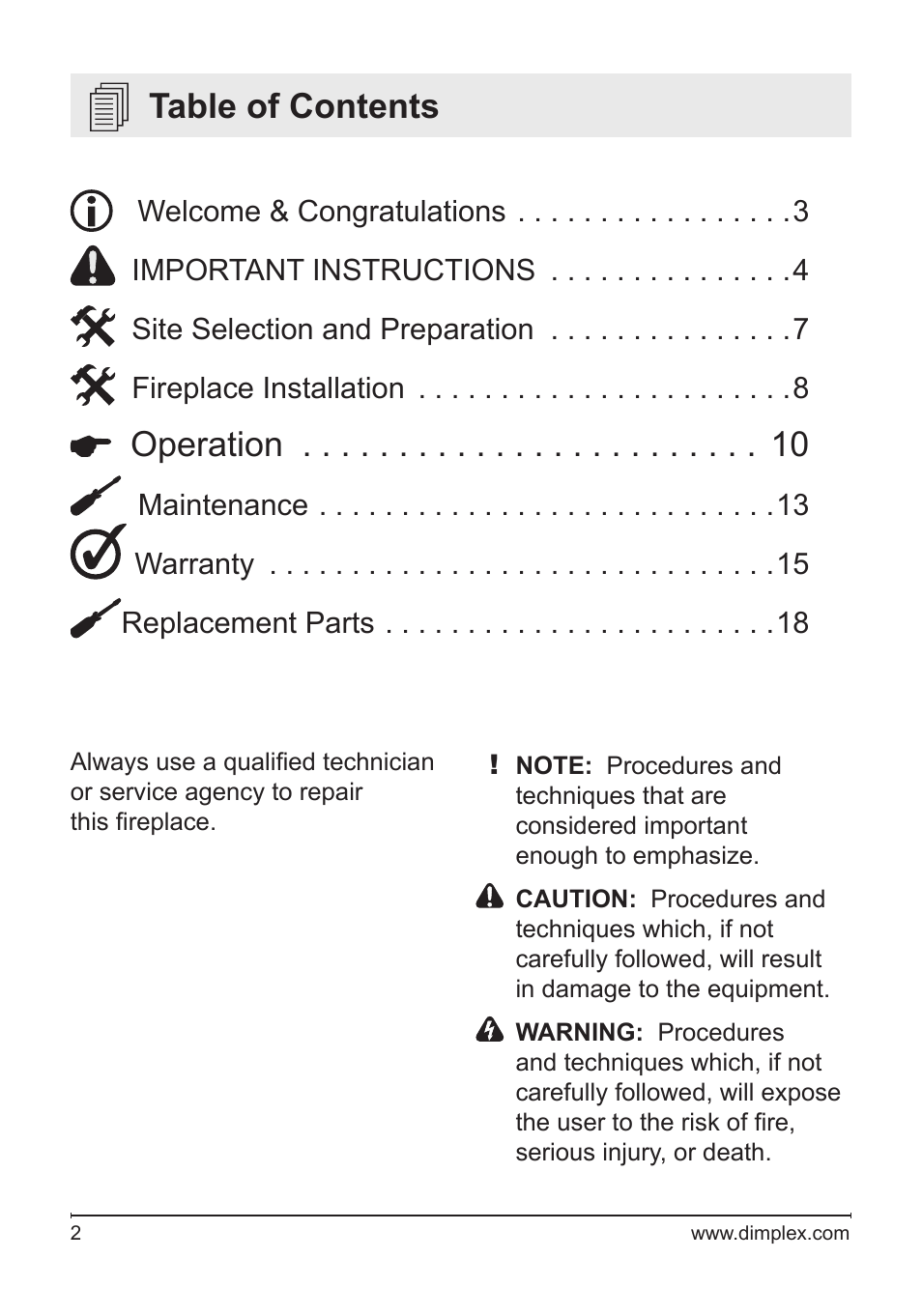 Dimplex DF2426SS User Manual | Page 2 / 18