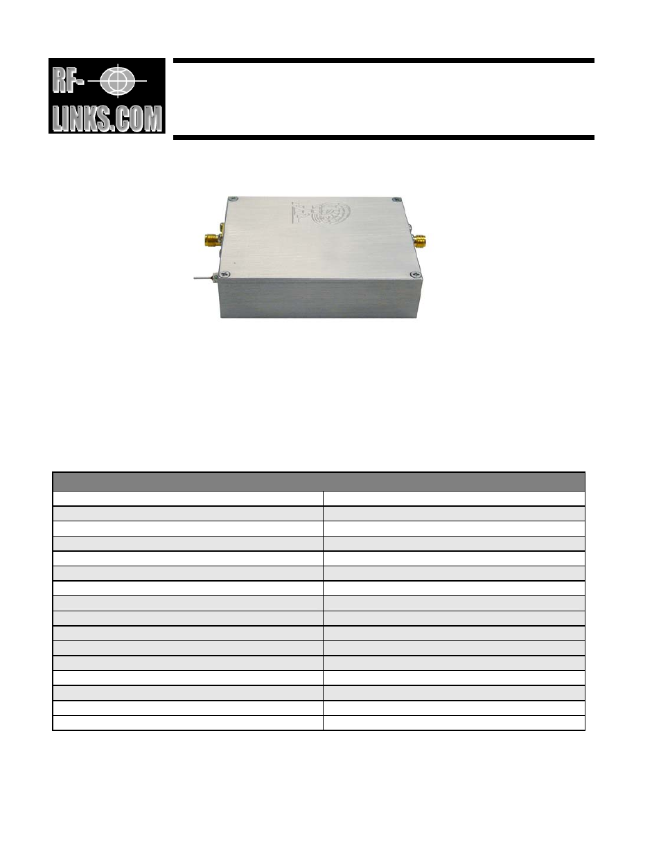 RF-Links 15W RF Amplifier Module in Class A (900 MHz) User Manual | 1 page