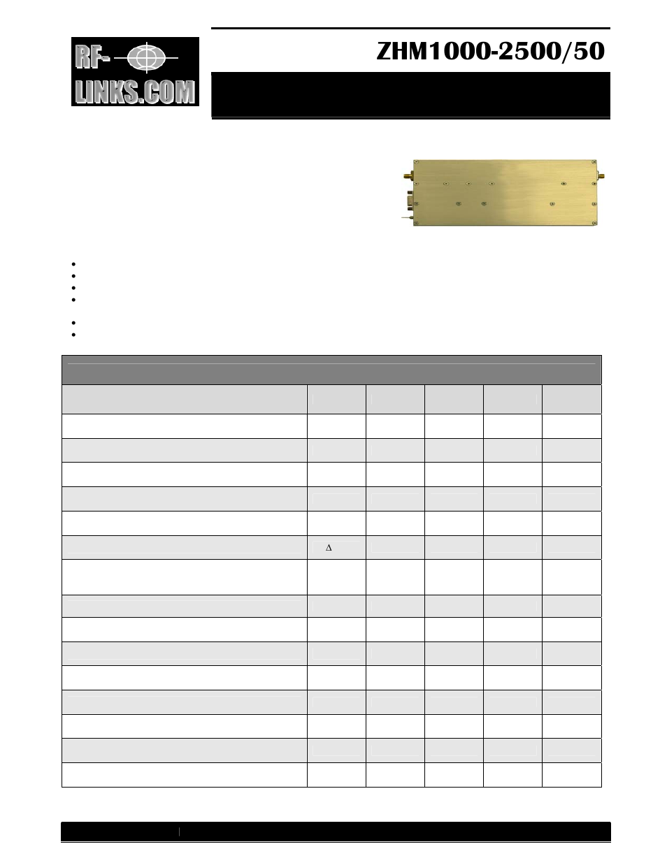 RF-Links Military-Grade 50W High-Power Amplifier (1-2.5 GHz) User Manual | 2 pages