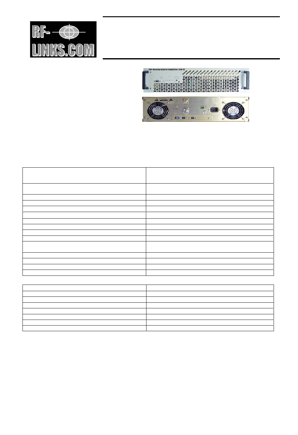 RF-Links LD-MOS Broadcast UHF Power Amplifier (470-862 MHz) User Manual | 4 pages