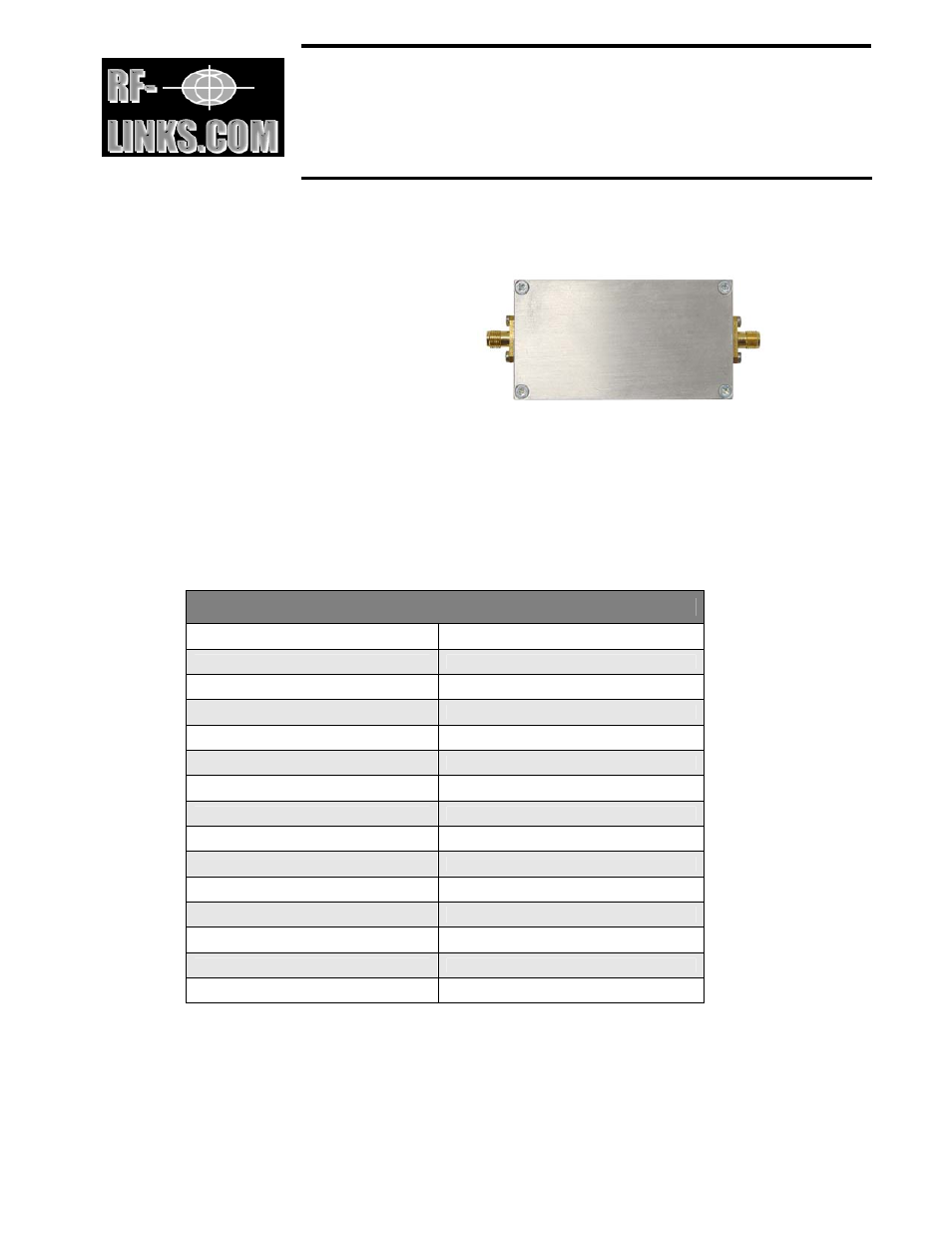 RF-Links Low-Noise / High-Gain Amplifier for Receivers (5-7 GHz) User Manual | 1 page