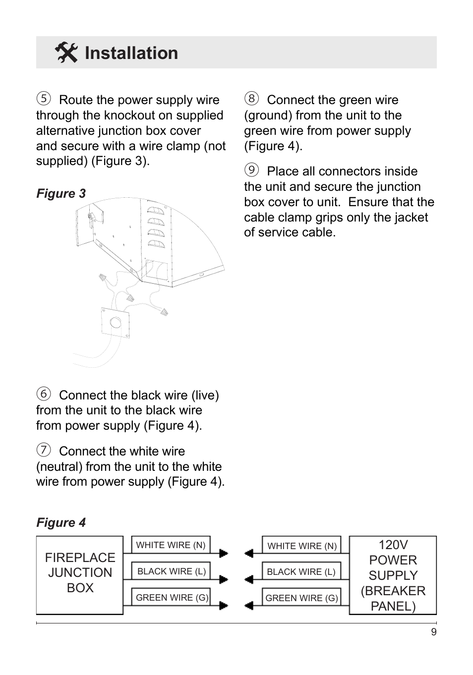 Installation | Dimplex DFG2562SS User Manual | Page 9 / 19