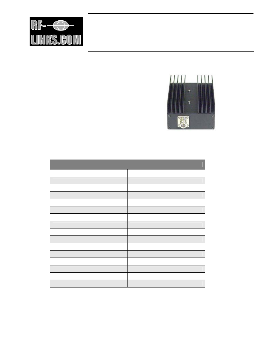 RF-Links High-Power 60W Wideband Amplifier (400-470 MHz) User Manual | 2 pages