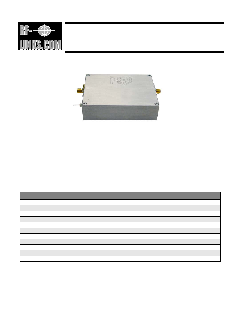 RF-Links High-Gain UHF Linear Amplifier Class A (750-890 MHz) User Manual | 1 page