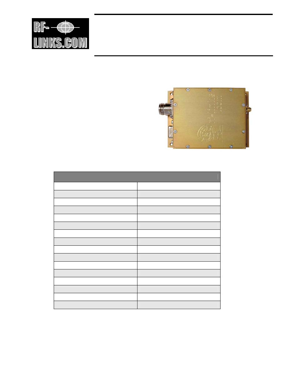 RF-Links High Power Amplifier 15W (1710-1850 MHz) User Manual | 1 page