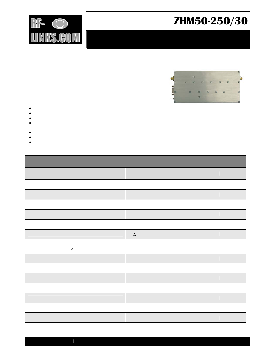 RF-Links Military-Grade 30W High-Power Amplifier (500 MHz-2.5 GHz) User Manual | 2 pages