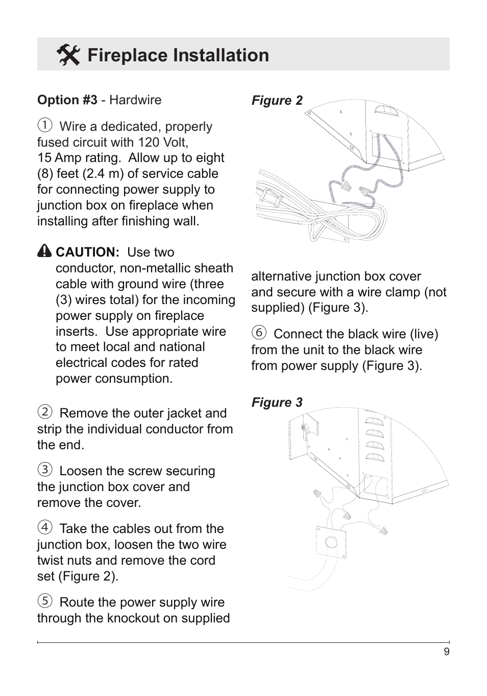 Fireplace installation | Dimplex Electric Fireplace DFG3033 User Manual | Page 9 / 24