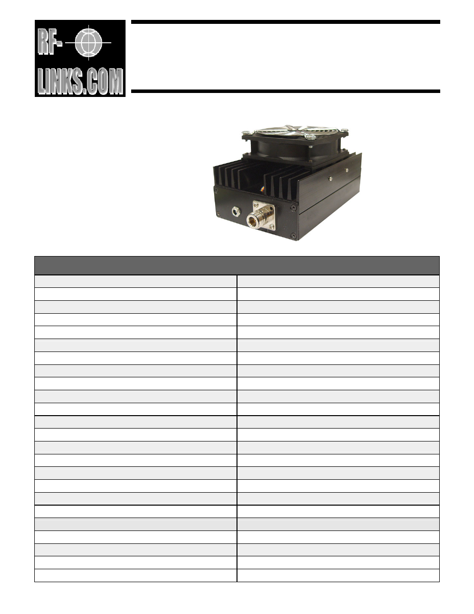 RF-Links Wideband High-Power 250W Microwave Amplifier (2400-2500 MHz) User Manual | 2 pages