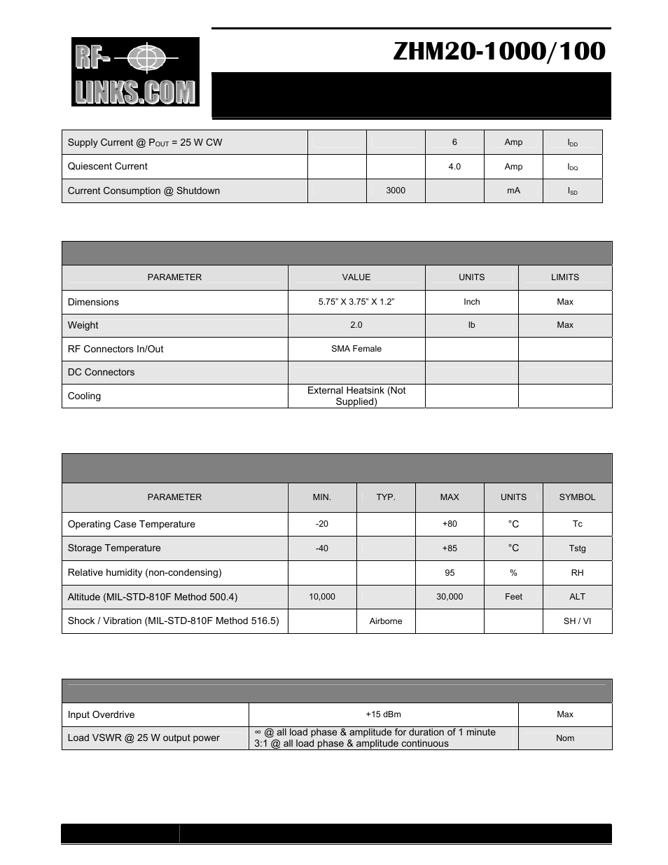 Mil grade high power amplifier | RF-Links Military-Grade 100W High-Power Amplifier (20-1000 MHz) User Manual | Page 2 / 3