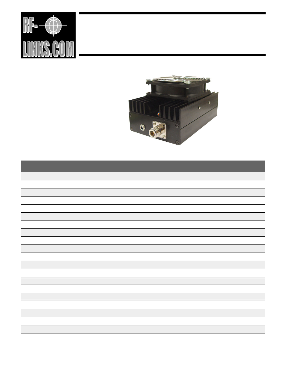 RF-Links Wideband Microwave 20W Amplifier (30-2300 MHz) User Manual | 1 page