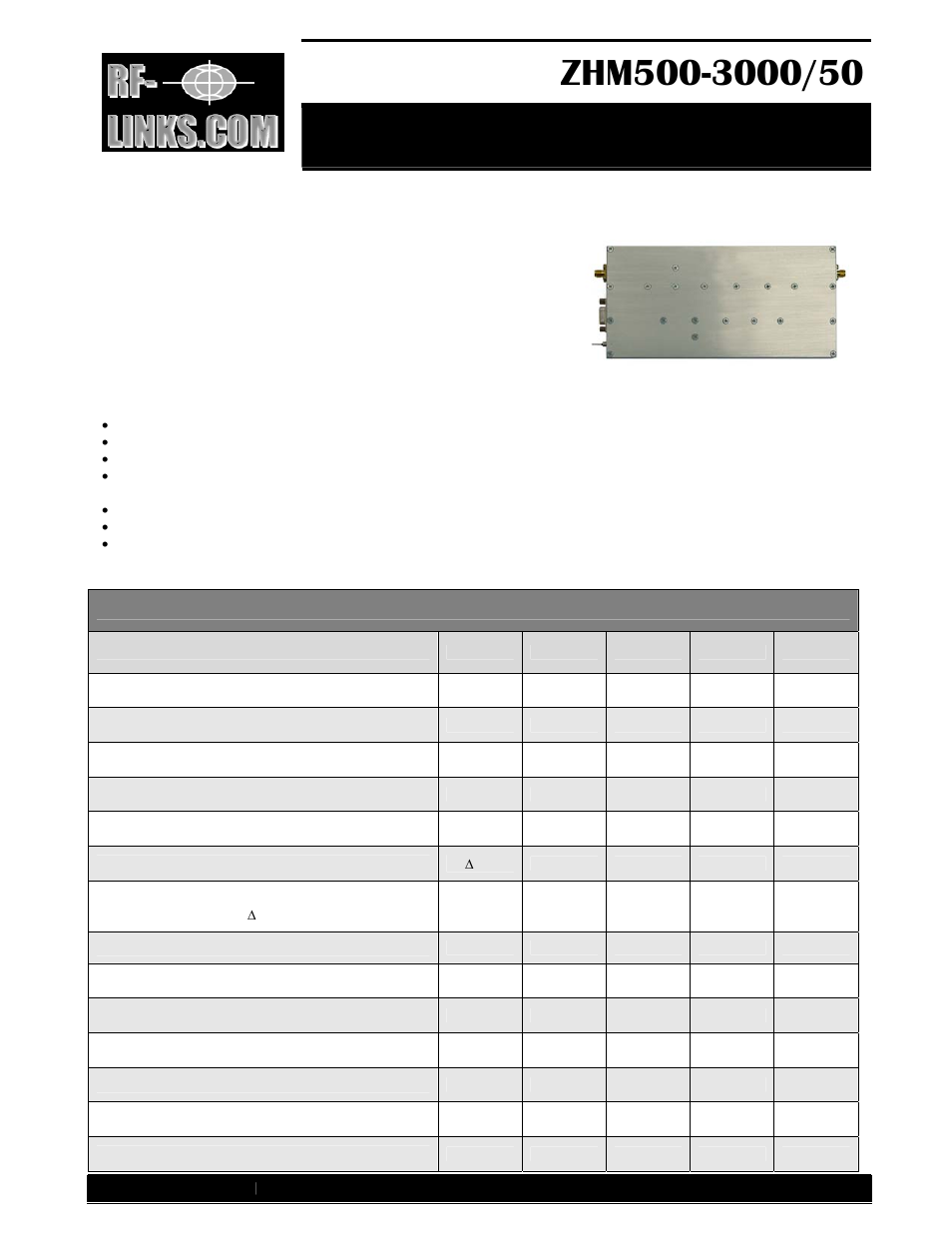 RF-Links Military-Grade 50W High-Power Amplifier (500 MHz to 3.0 GHz) User Manual | 2 pages