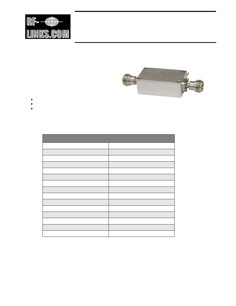 RF-Links Special Super Low-Noise Amplifier for Receivers (10-7200 MHz) User Manual | 1 page