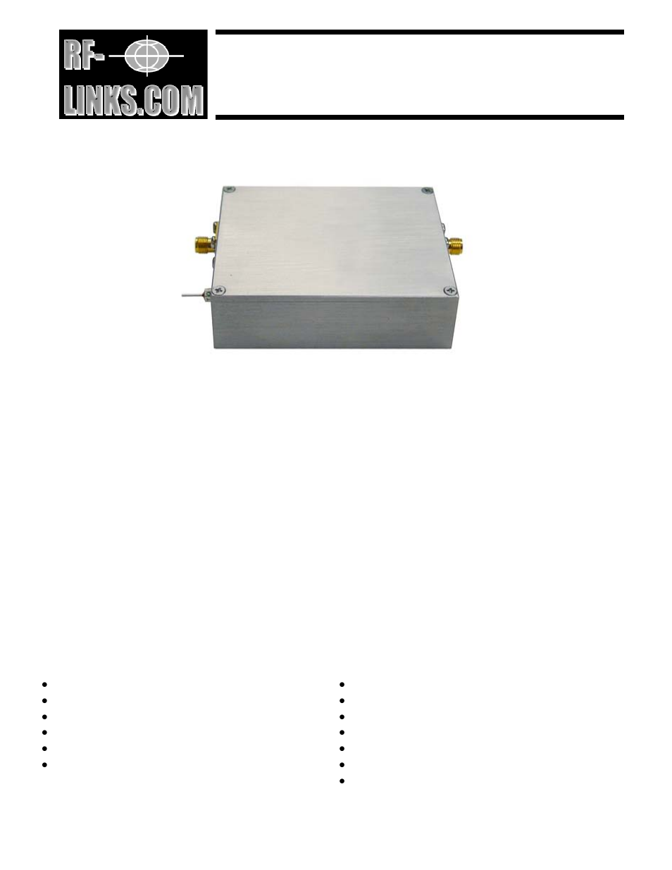 RF-Links Wideband 1.5W Microwave Amplifier (10 MHz- 22GHz) User Manual | 7 pages