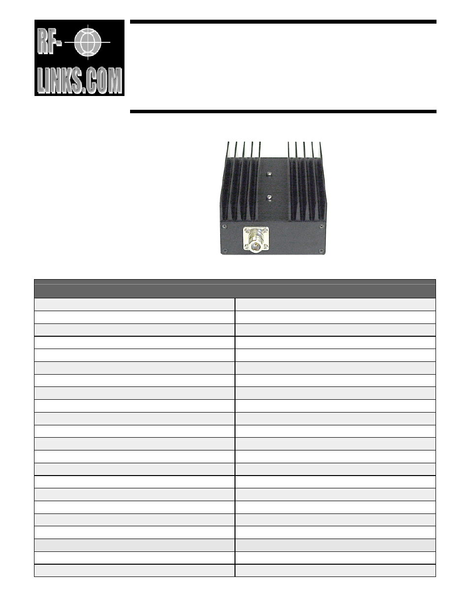 RF-Links Wideband Microwave 6W Amplifier (30-2500 MHz) User Manual | 1 page