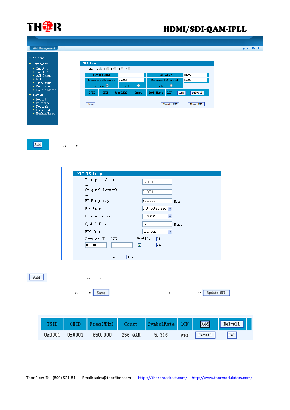 Hdmi/sdi-qam-ipll | Thor 4-Channel HDMI to QAM Modulator and IPTV Streaming Encoder with Low Latency User Manual | Page 26 / 53
